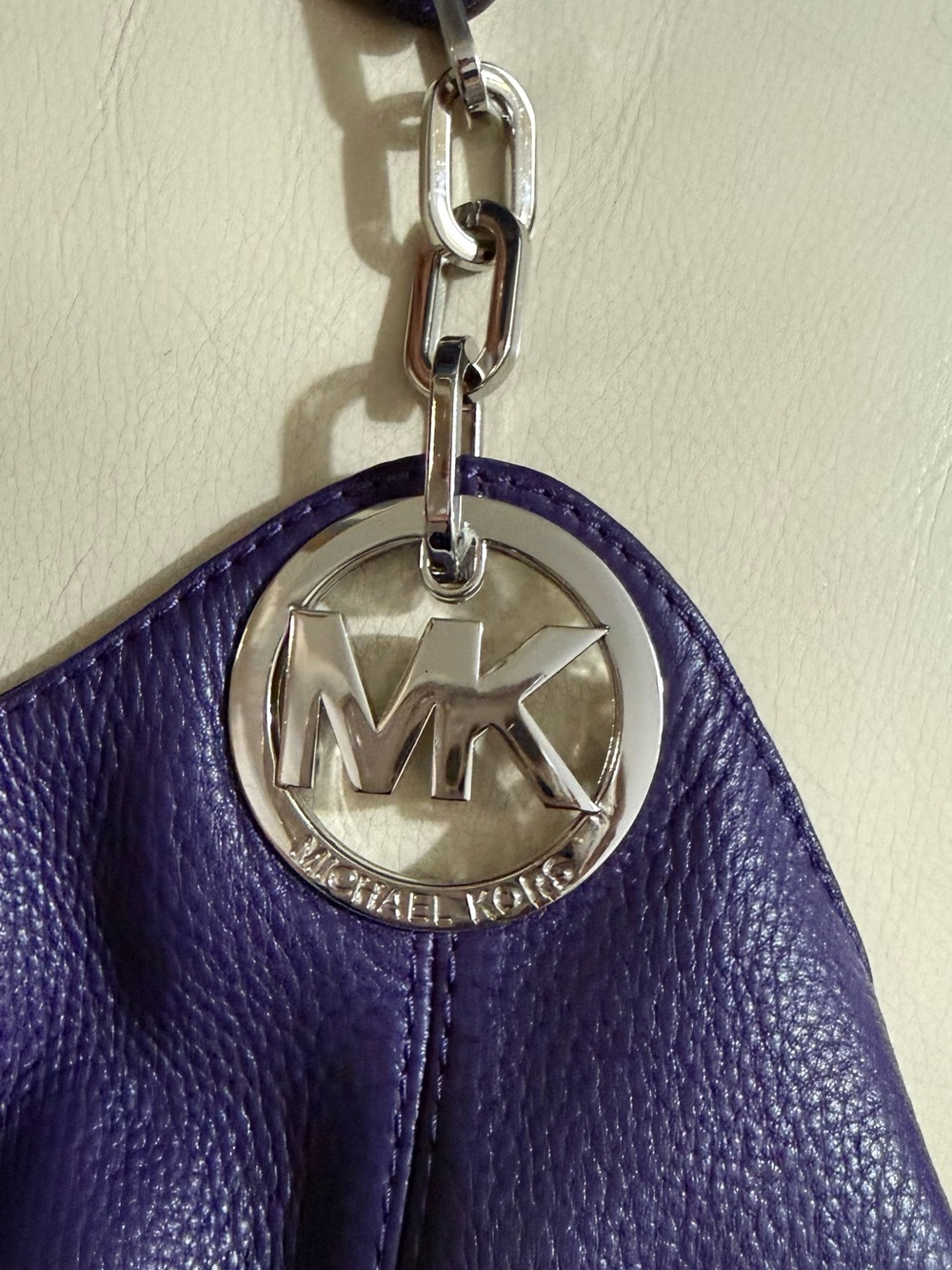 Michael Kors Purple Leather Shoulder Bag with Silver Hardware - Picture 8 of 12